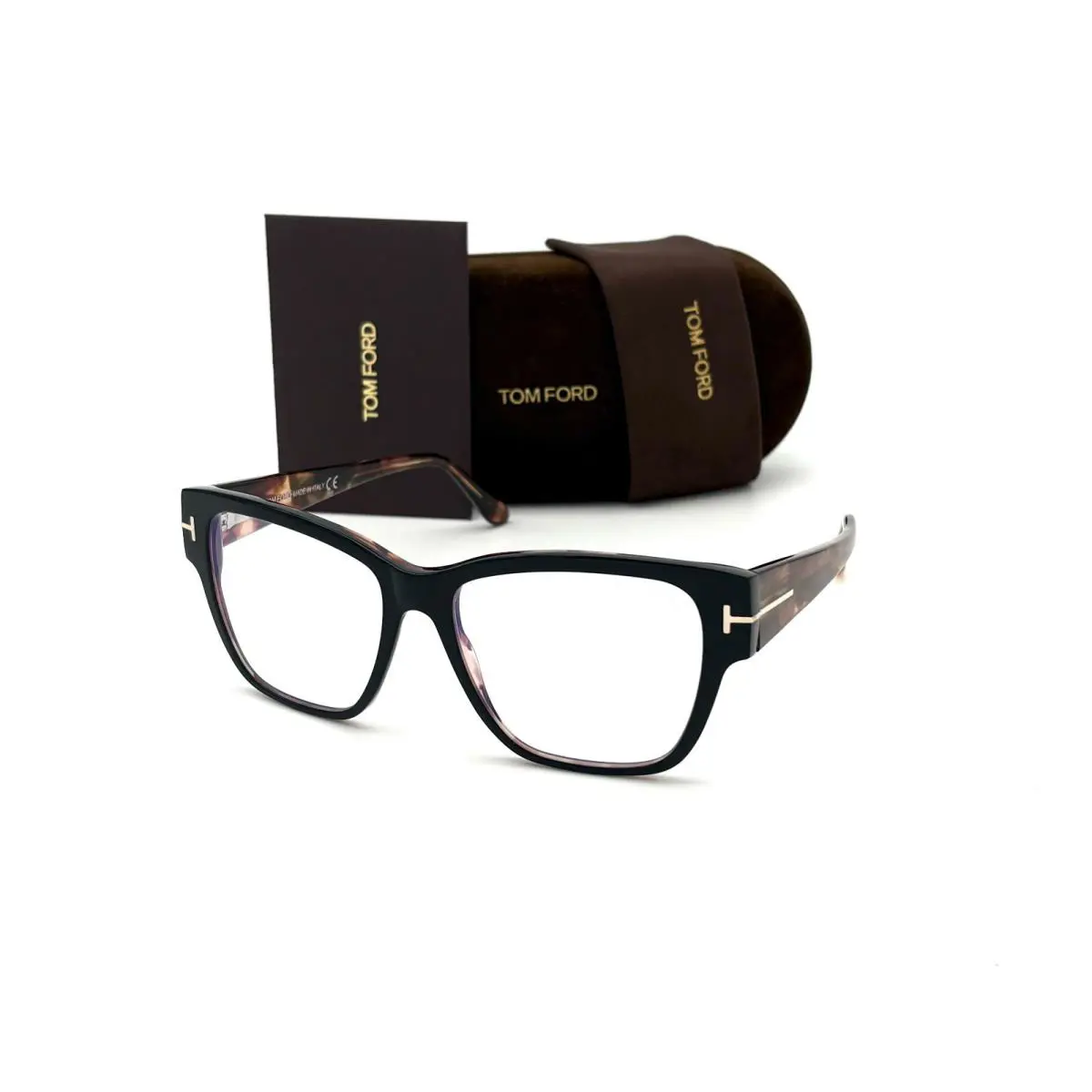 Tom Ford FT5745-B 005 Black Havana / Clear Blue Block 54mm Eyeglasses TF5745
