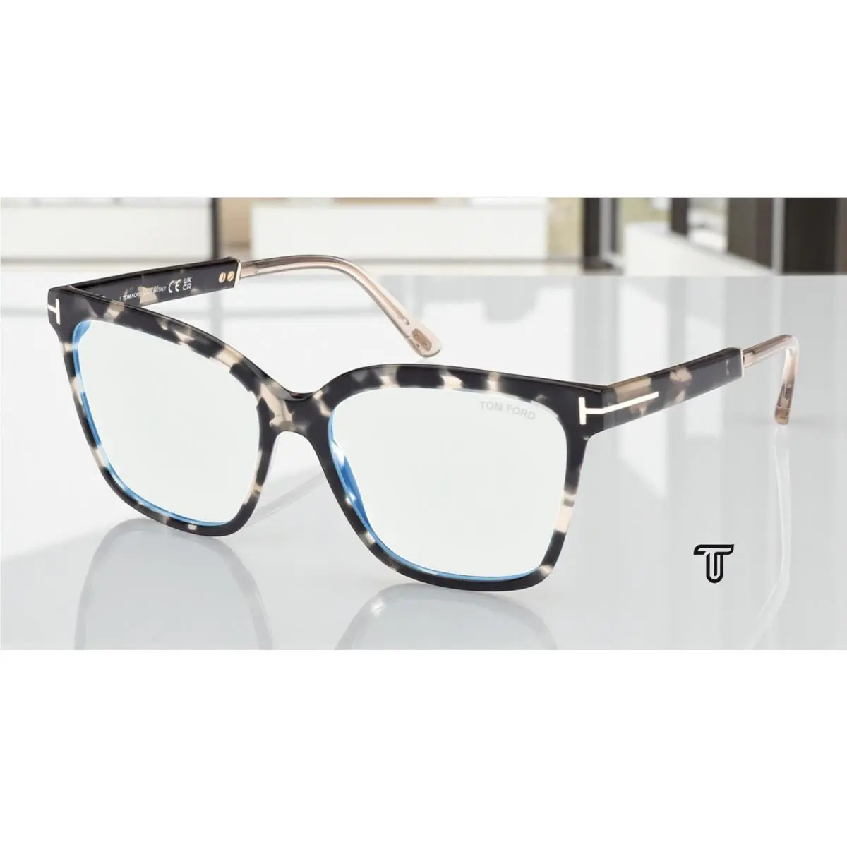 Tom Ford FT5892 B 005 Black Blue Block Lens 56 mm Women`s Eyeglasses