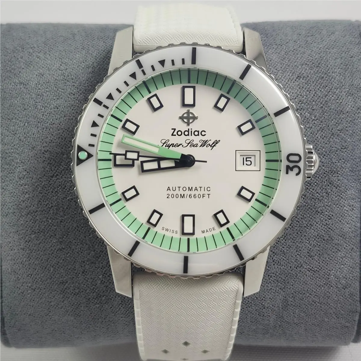 Zodiac Super Sea Wolf Compression Automatic Diver Ceramic Watch Green ZO9309