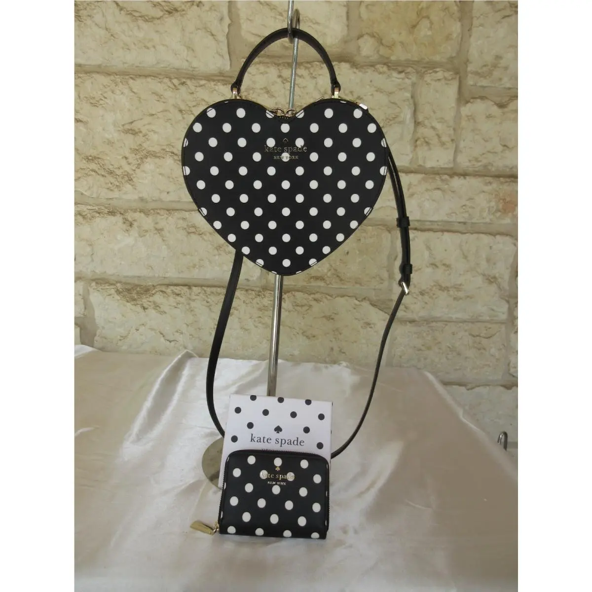 Heart SM Handbag X-body Polka Dot Black/white Bag+wallet Set Option Bag+Wallet SET Black/white SM Heart by Kate Spade