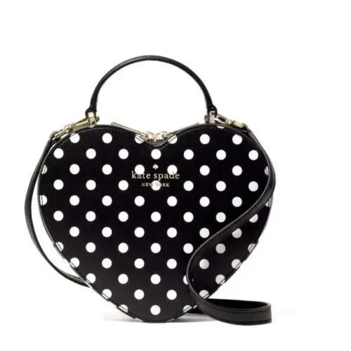 Heart SM Handbag X-body Polka Dot Black/white Bag+wallet Set Option Black/white SM Heart shape crossbody/handbag by Kate Spade