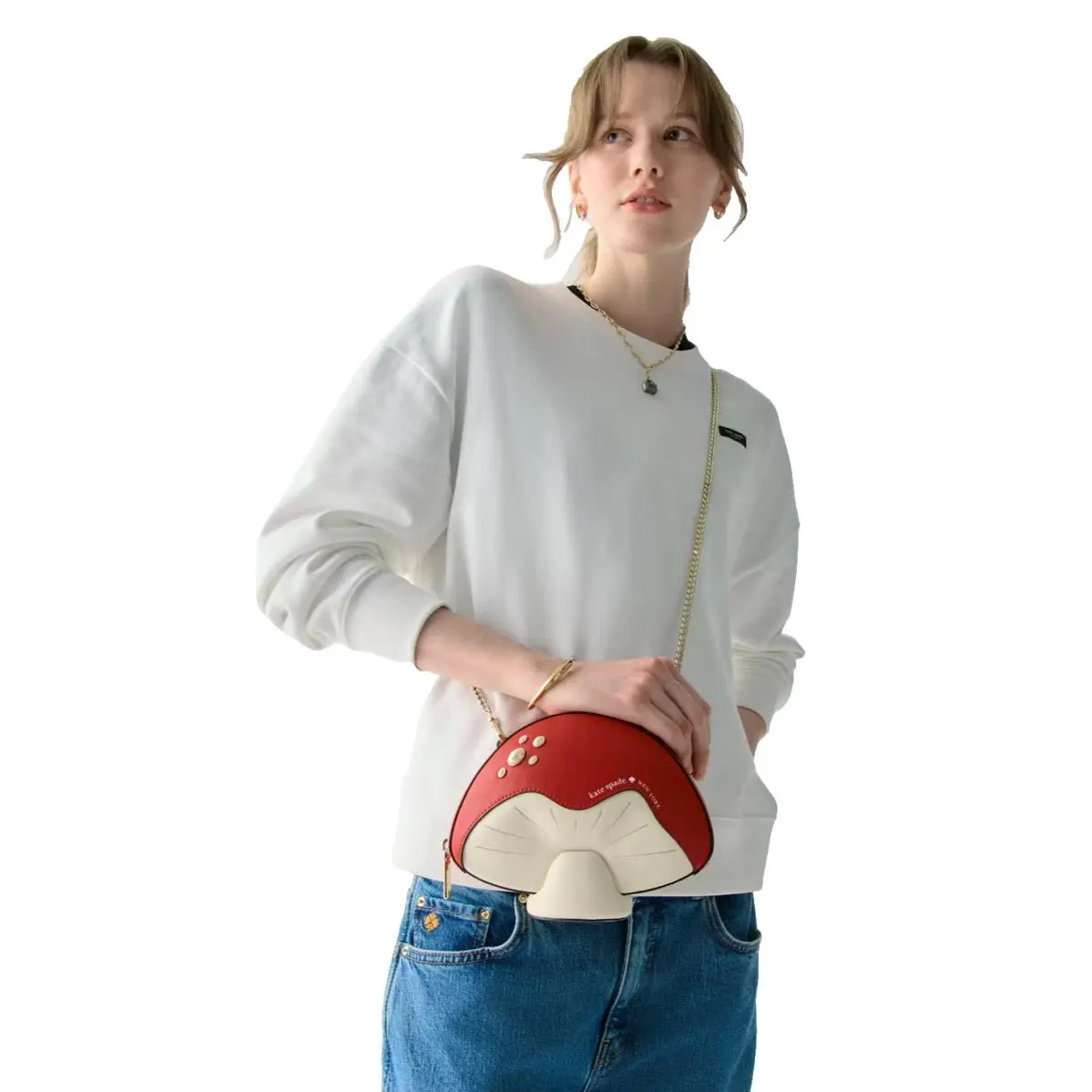 Kate Spade 3D Mushroom Crossbody Red Ivory Leather Purse KL919 Gift Bag