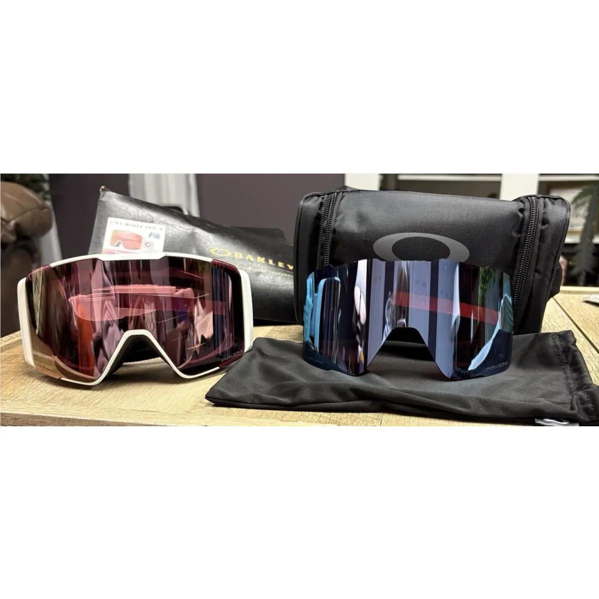 Oakley Snow Goggles Line Miner Pro L Current Green Argon + Blue Sapphire Lens