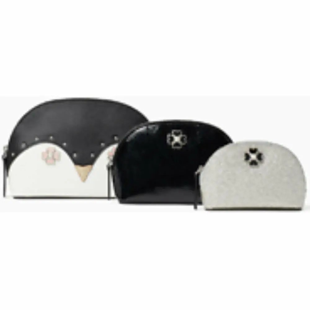 Black Kate Spade Penguin Triple Dome Cosmetic Case