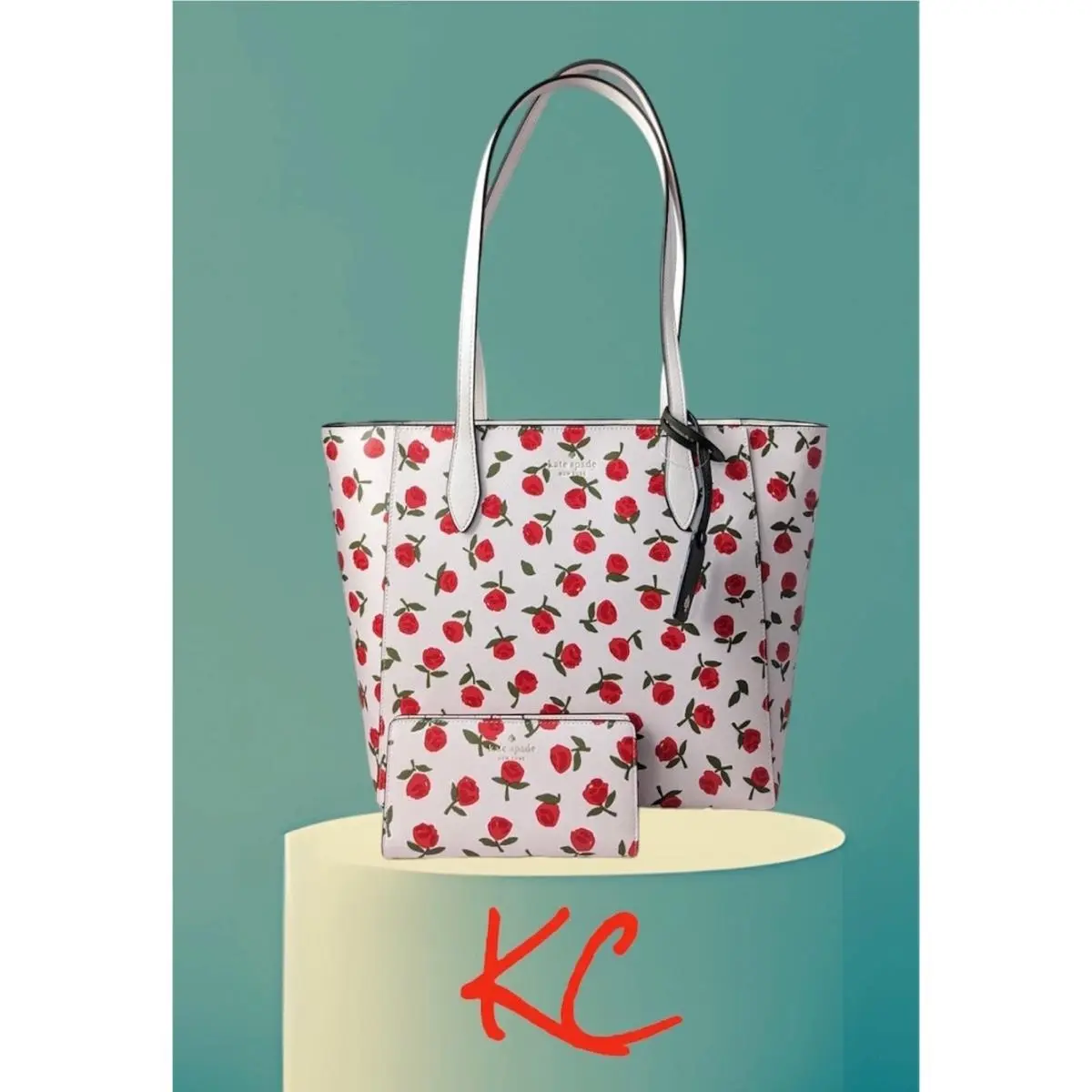 Kate Spade Tote Large Bifold Wallet Bundle Set Rose Print