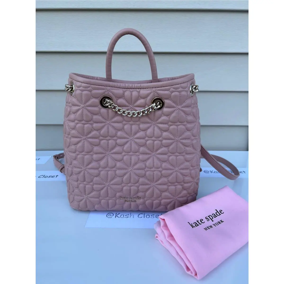 Kate Spade Backpack Bloom Quilted Medium Leather Backpack Pink
