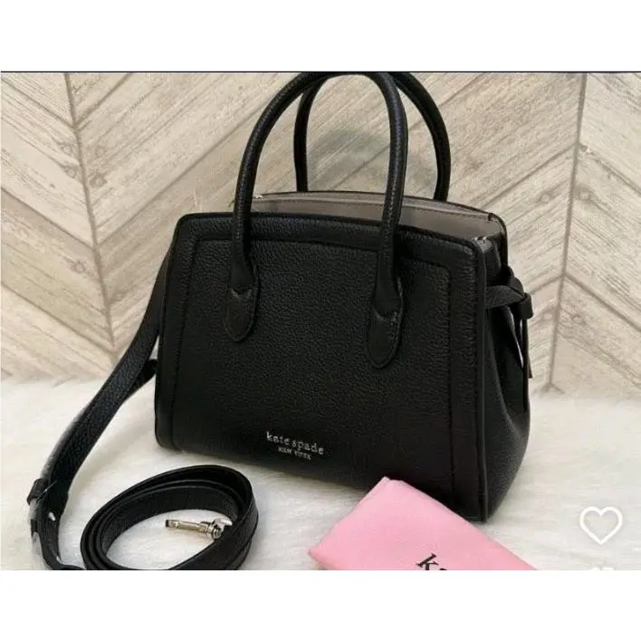 Kate Spade Knott Pebbled Leather Medium Satchel Ceossbody W/dustbag Blk
