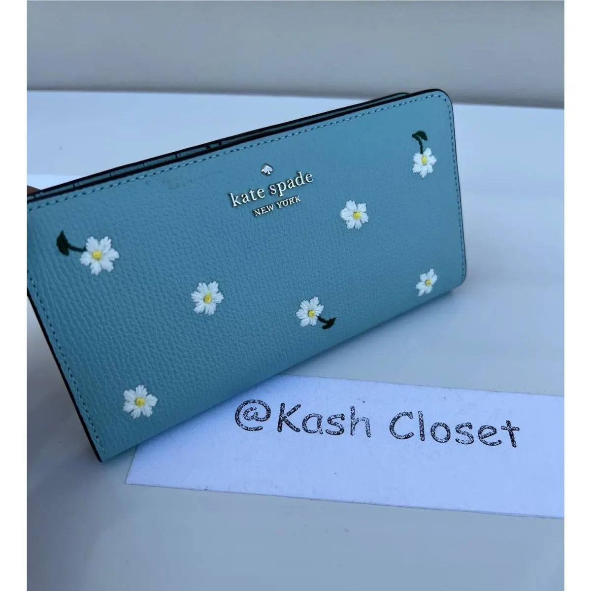Kate Spade Wallet Large Slim Bifold Embroidered Wallet Aphrodite Green