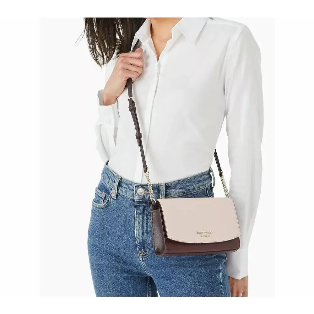 New Kate Spade Staci Small Flap Leather Crossbody in Rose Smoke