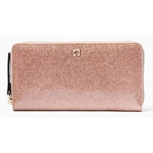 Kate Spade Mavis Street Neda Zip Around Glitter Wallet Rose Gold Pa