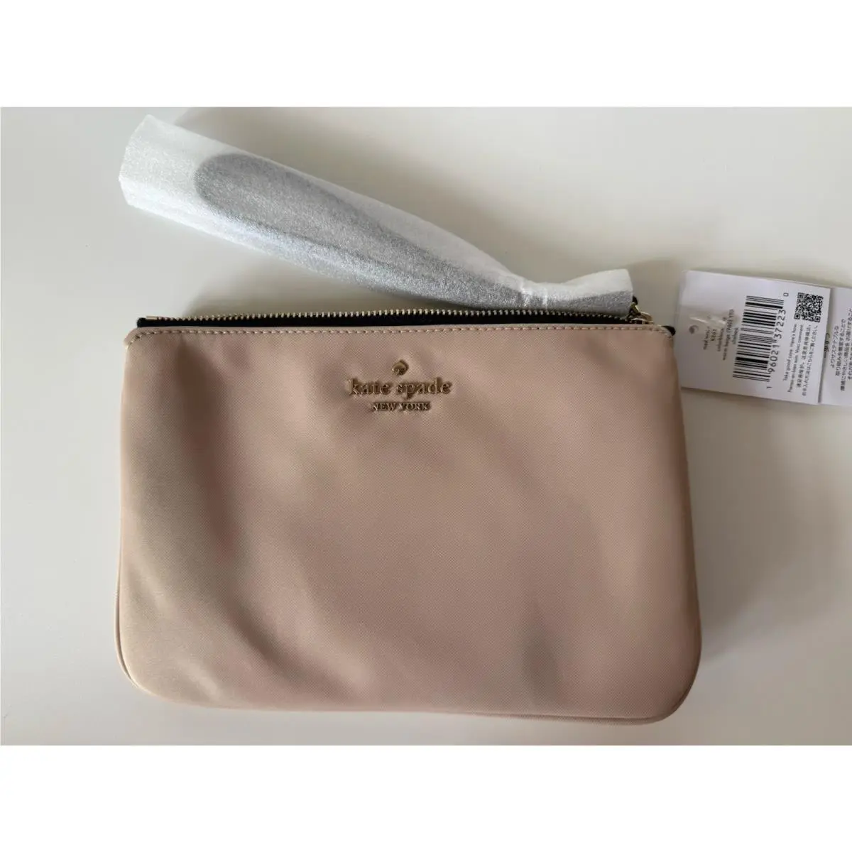 Kate Spade NY Chelsea Medium Wristlet Pouch Bag Colorblock Warm Biege New