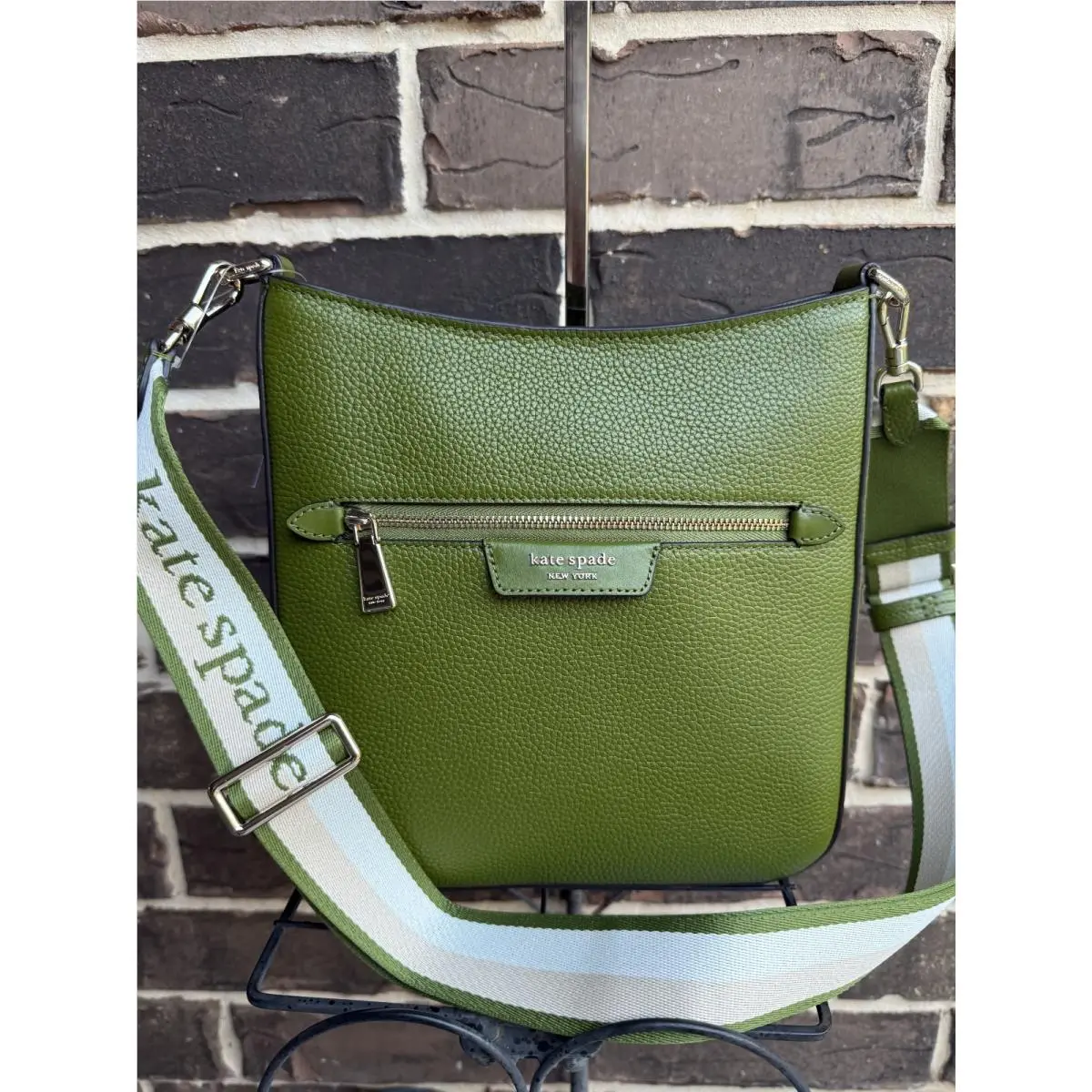Kate Spade Hudson Messenger Crossbody Leather Jungle Vine Green