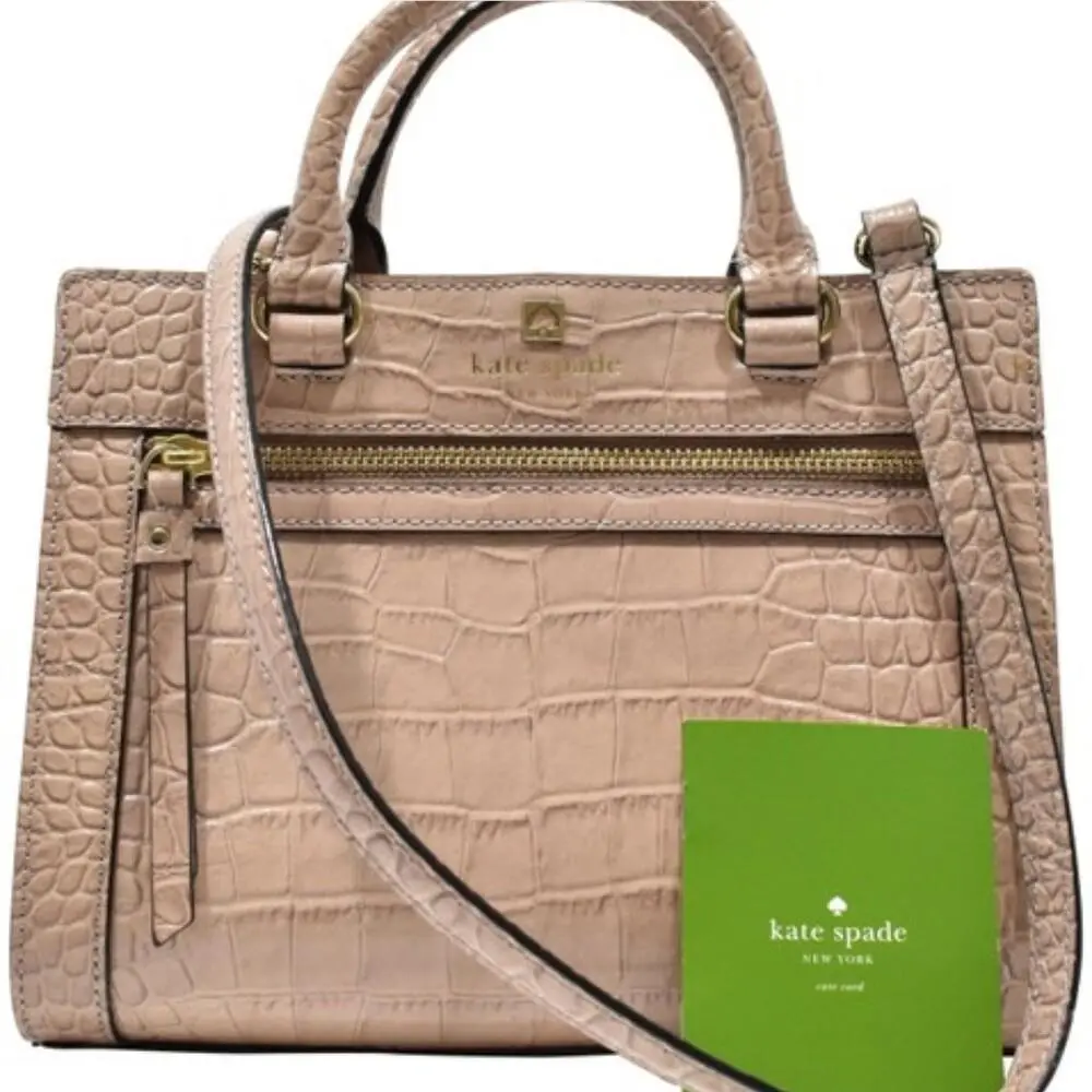 Cream Kate Spade Romy Perri Lane Croco Rosy Beige Bag