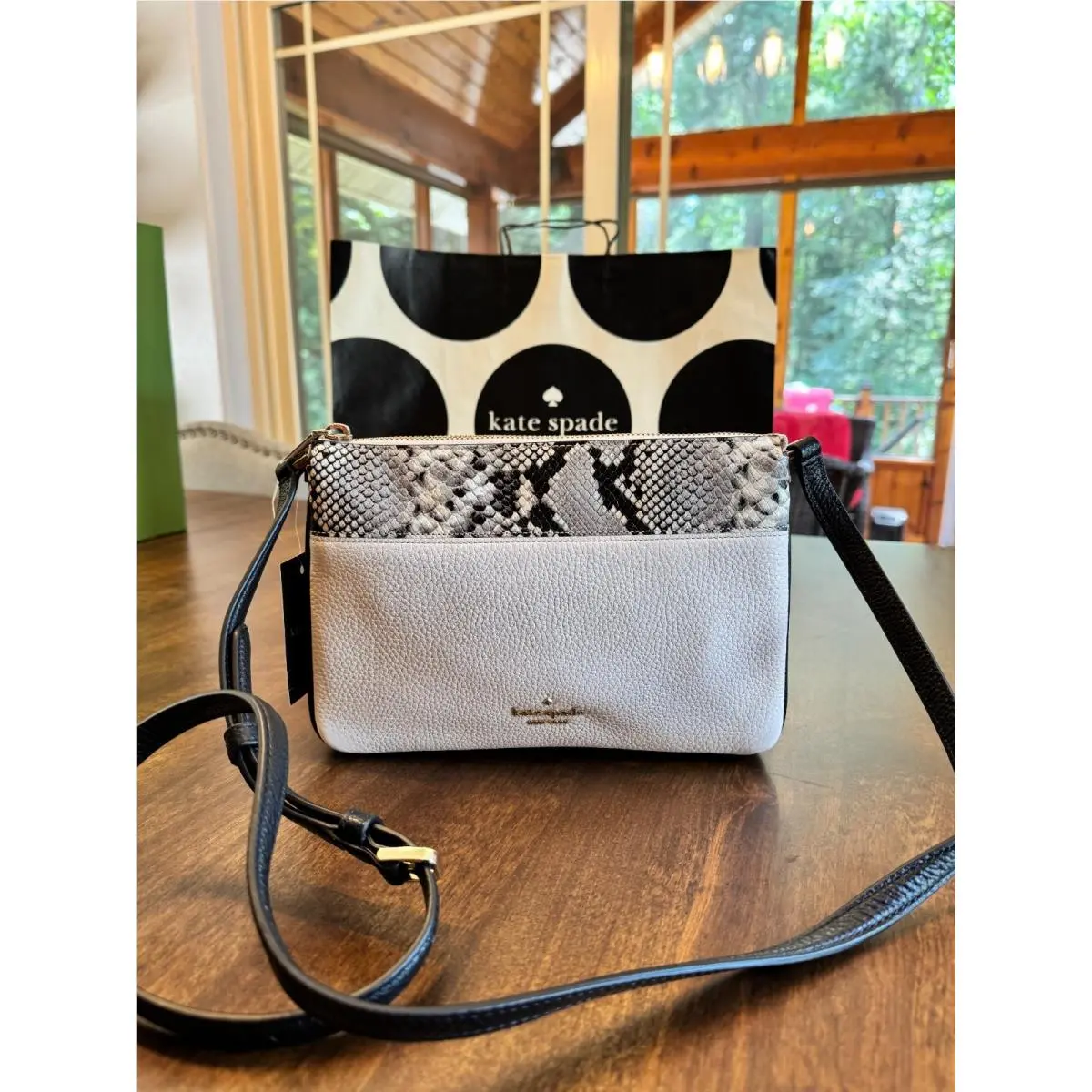 Kate Spade Leila Triple Gusset Leather Crossbody - Mixed Material Snake Print