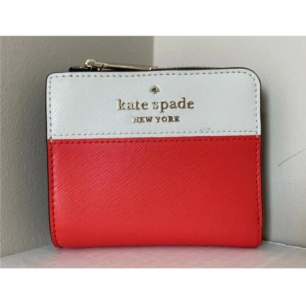 Kate Spade L Zip Bifold Wallet Red Multi