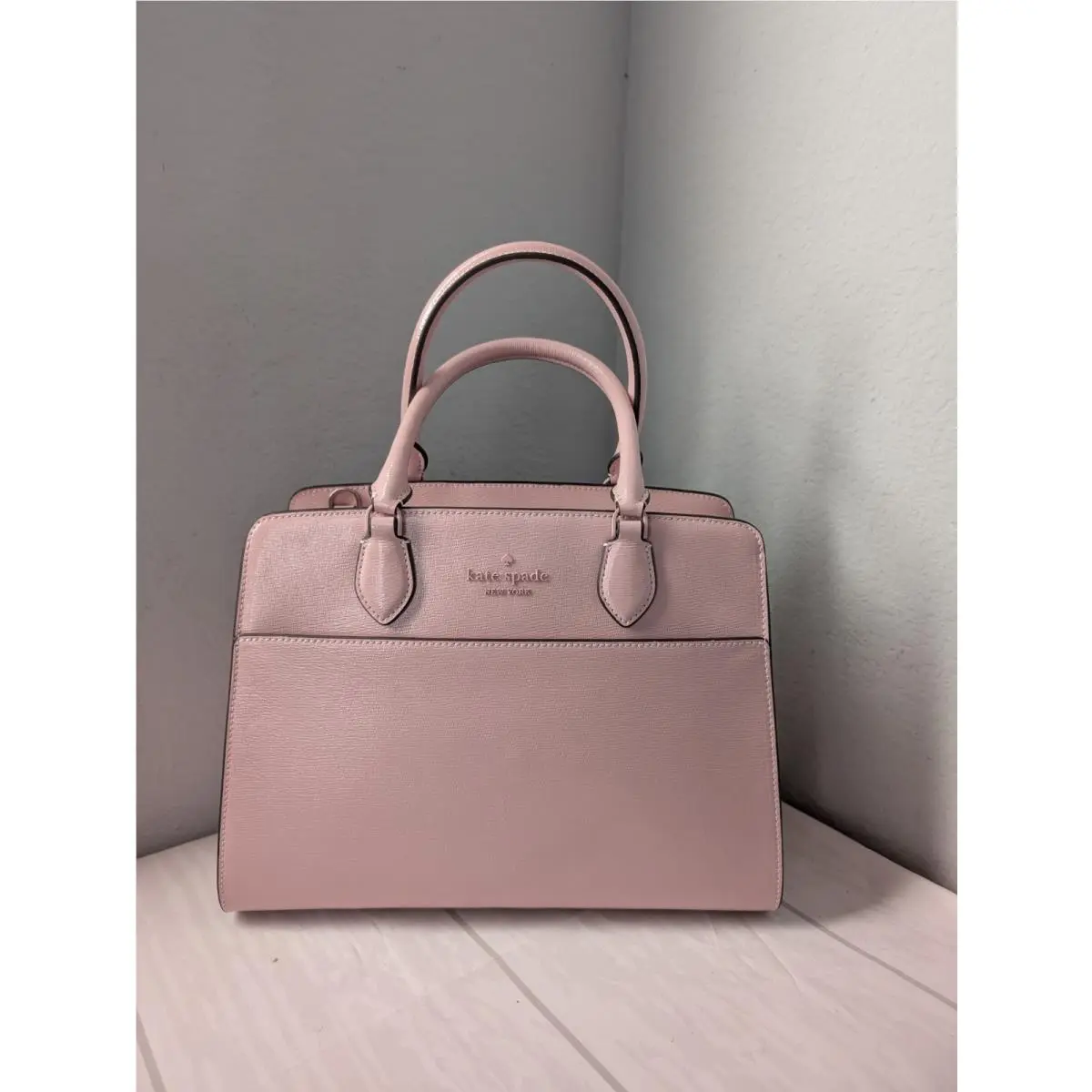 Kate Spade KN241 Madison Textured Patent Leather Medium Satchel In Tutu Pink