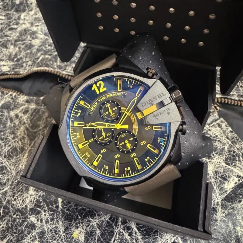 Men`s Mega Chief Chronograph Leather Watch DZ4401 by Diesel