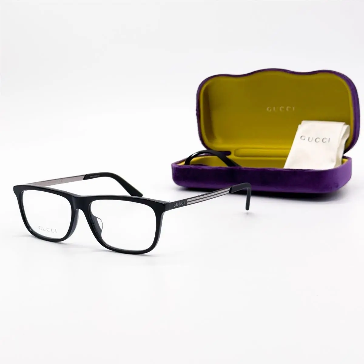 GG0696OA 001 Gucci Eyeglasses Square Dark Havana Eyewear Gucci