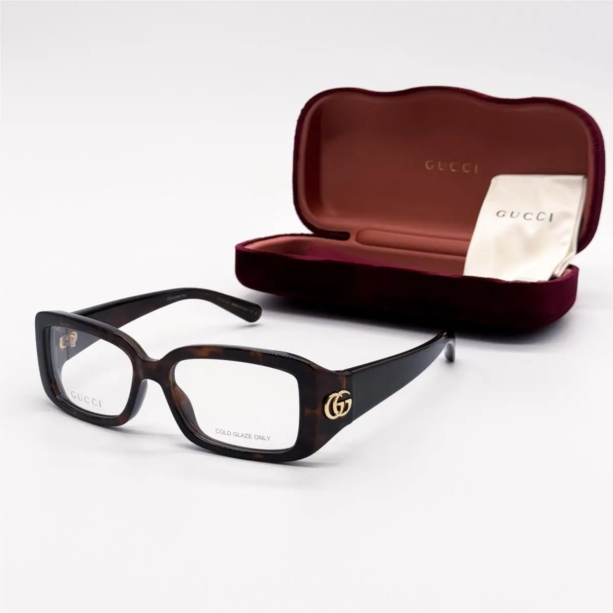 Gucci GG1406O 002 Eyeglasses Women Havana Rectangular Eyewear Gucci