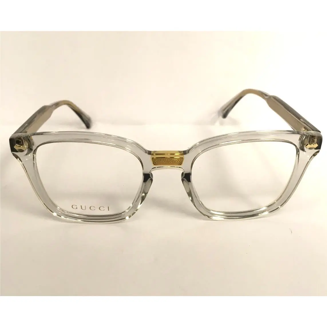 Gucci Opulent Luxury Designer Eyeglasses Transparent with Gold Accents GG184O