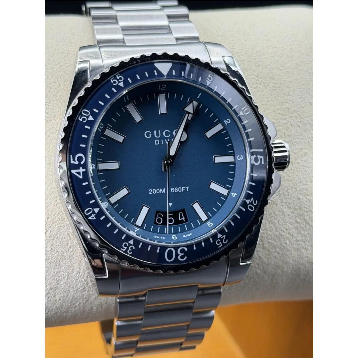 YA136203 Dive Blue Dial Men`s Watch 45MM by Gucci