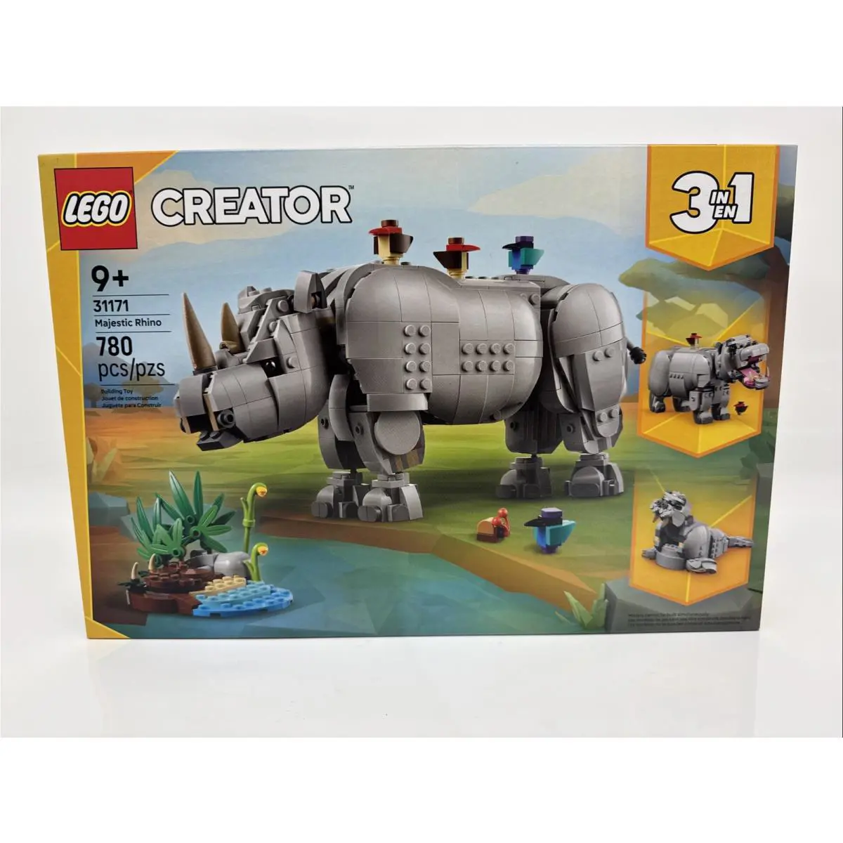 Lego Creator 3 in 1 Wild Animals: Majestic Rhino 31171 Building Toy Set Gift