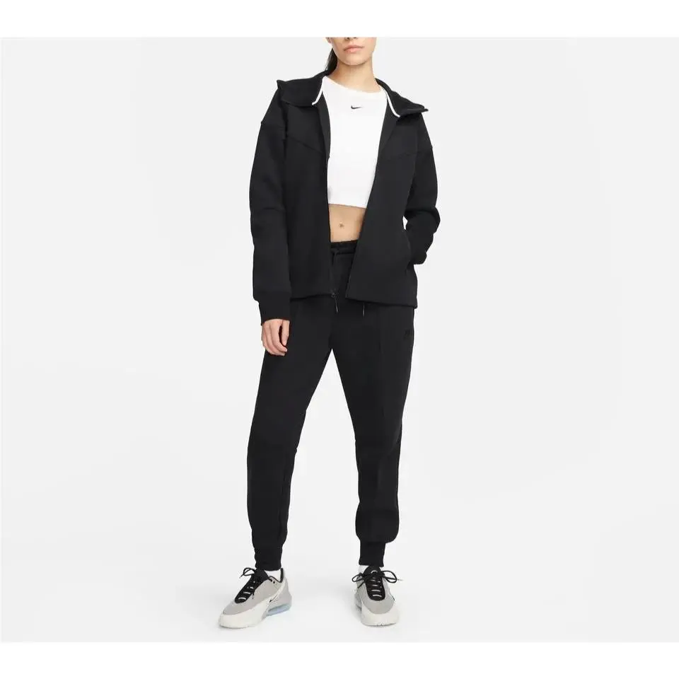 Nike clothing - Nike Sportswear Tech Fleece Windrunner Women`s Full-Zip Hoodie - FB8338-010 - BLACK/BLACK 9