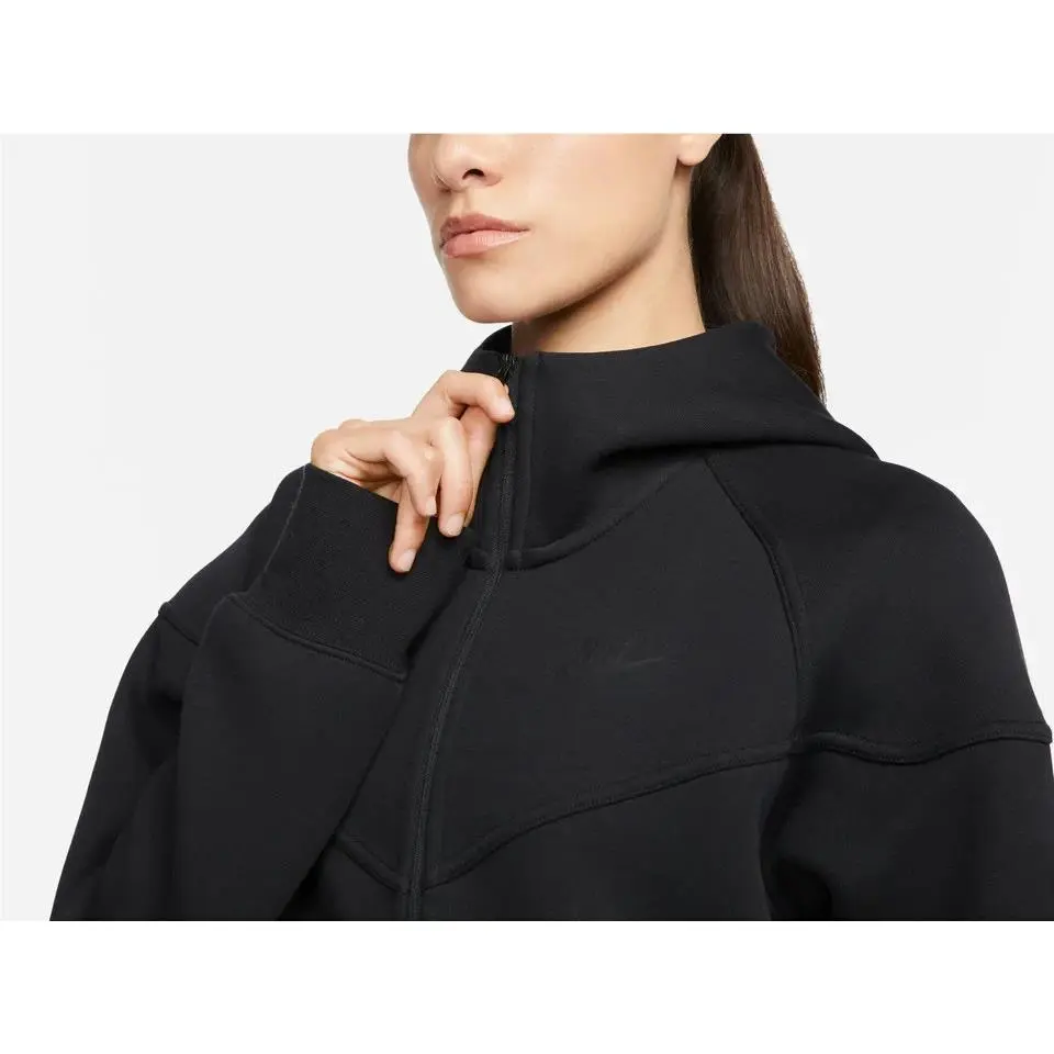 Nike clothing - Nike Sportswear Tech Fleece Windrunner Women`s Full-Zip Hoodie - FB8338-010 - BLACK/BLACK 8