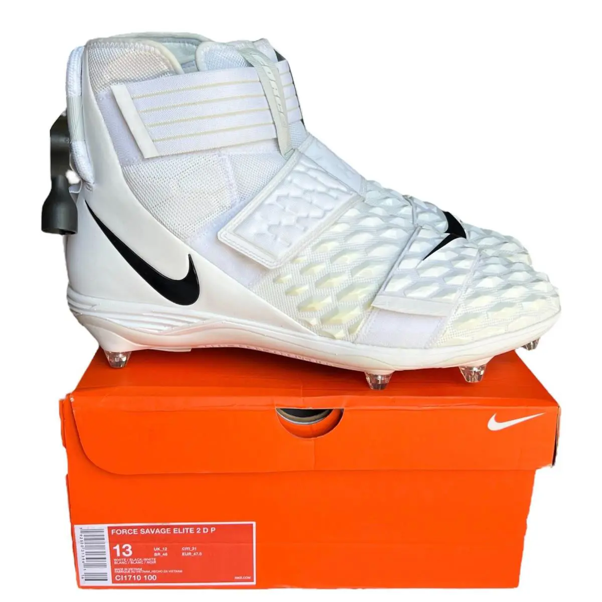 Nike Force Savage Elite 2 DP Sizes 8-16 Men`s Football Cleats White. CI1710-100 - White