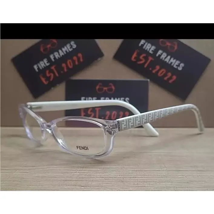 Fendi F881 971 White Clear w. Fendi Pattern Eyeglasses Frames Italy 52-14-135