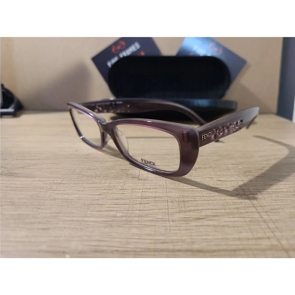 Fendi F855 296 Eyeglasses Frames Purple Floral Holes Cat Eye Full Rim 52-15-135