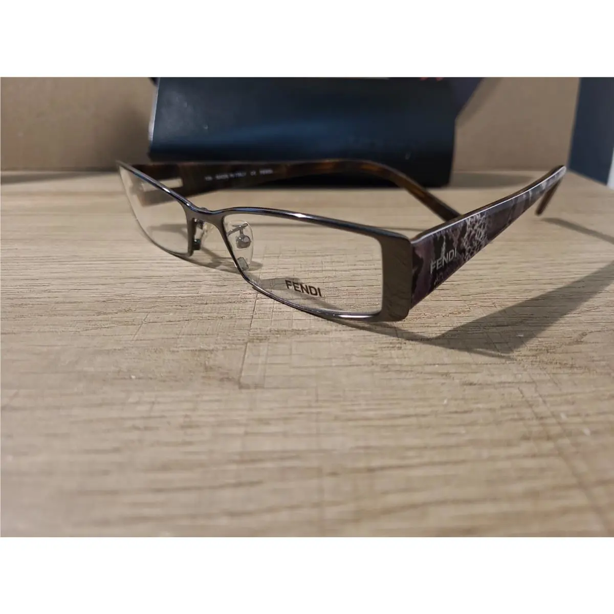 Fendi F879 035 Metal Rectangular Eyeglasses Frames Animal Print Italy 52-16-135