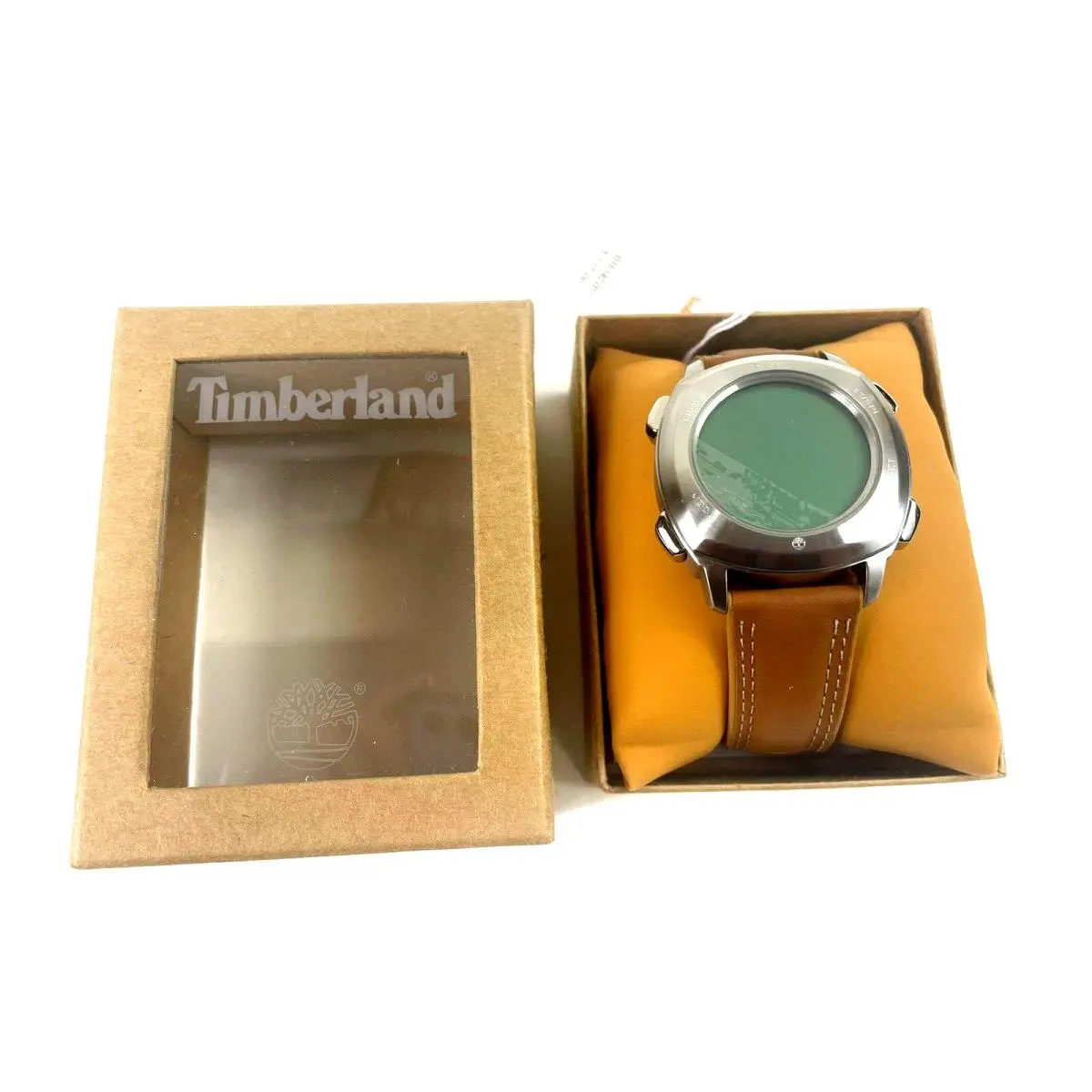 Timberland Stainless Steel Green Face Digital Waterresistant Watch Leather Works
