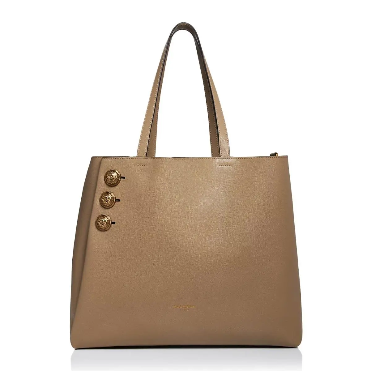 Balmain Embleme Medium Leather Shoulder Bag – Taupe