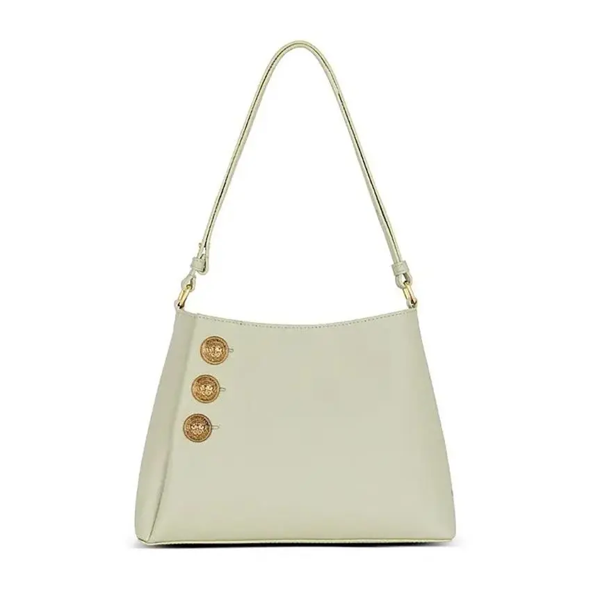 Balmain Embleme Small Leather Shoulder Bag Olive