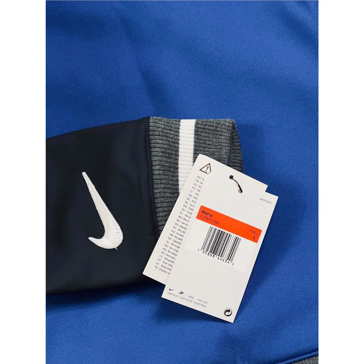 Nike clothing - Nike Letterman Bomber Varsity Jacket - DJ5971 493 - Game Royal Blue & Dark Grey & White (UPC: 195868446340) 5