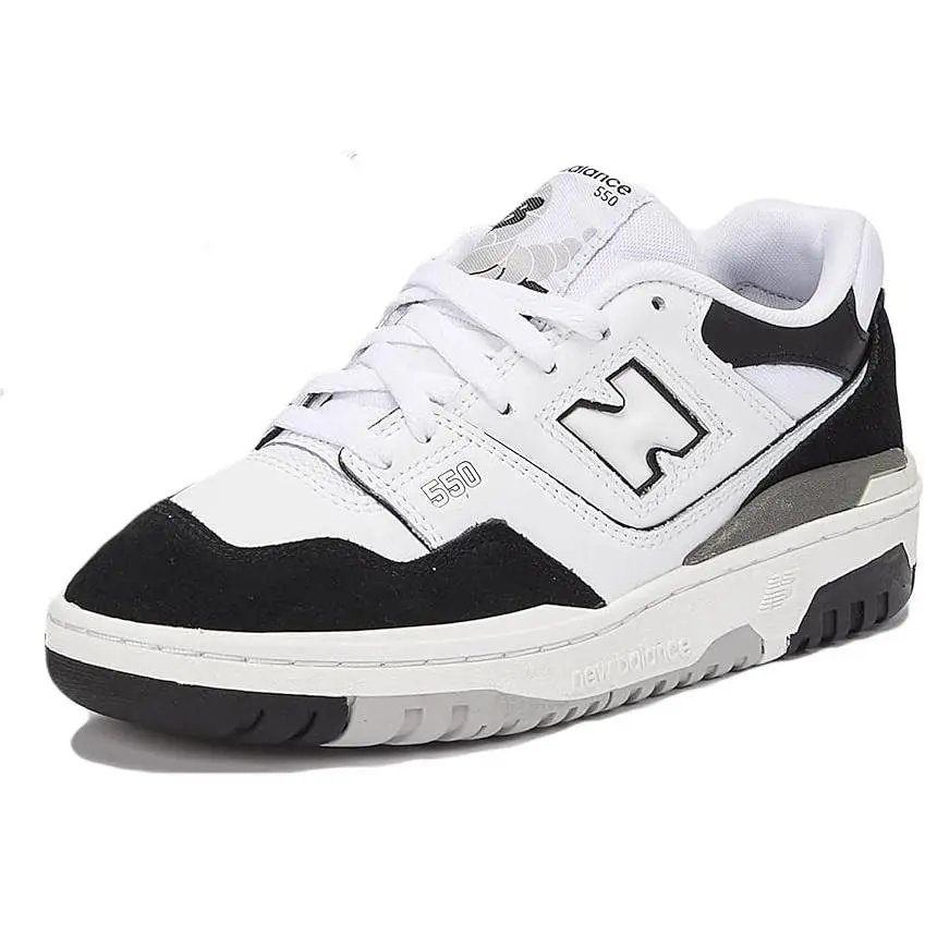 New Balance 550 Sz 5Y or 6.5 Womens Patent Leather Shoes White/black Low Top