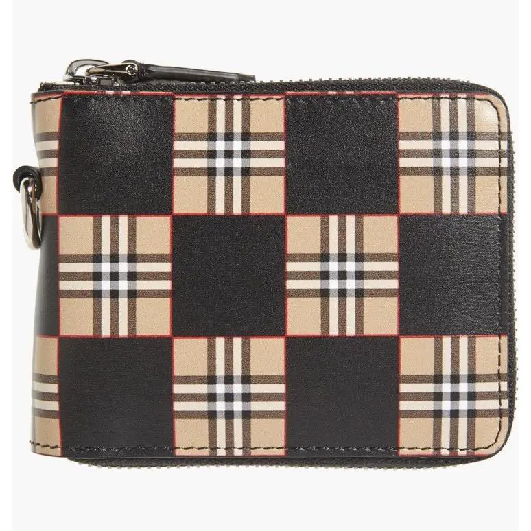 Burberry Daniels Check Zip Around Leather Archive Beige / Black