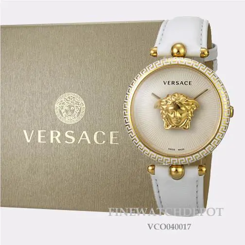 Women`s Versace White Leather Palazzo Empire Watch VCO040017