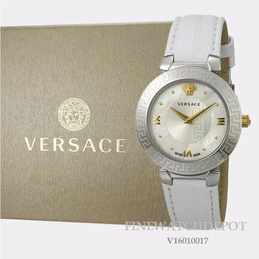 Ladies Versace Daphnis Swiss Quartz White Leather Watch V16010017