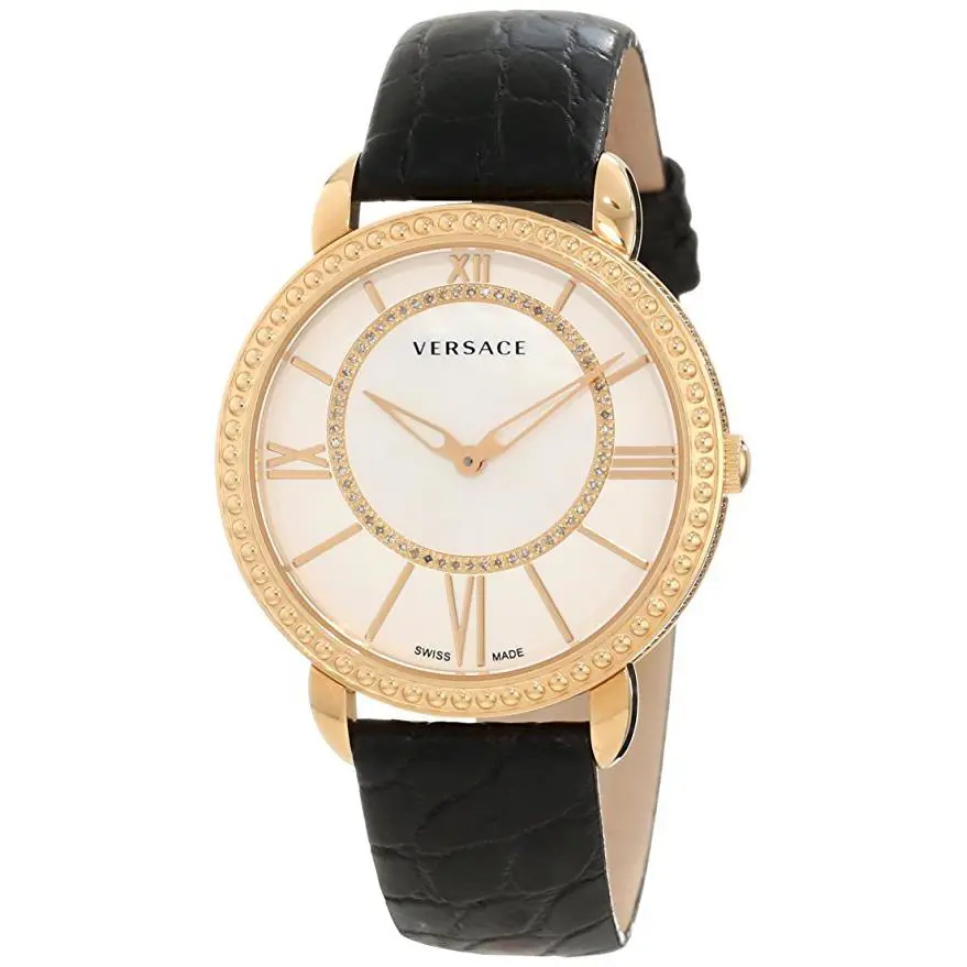 Versace Womens M6Q80SD498 S009 Krios Rose Gold IP Mop Dial Diamond Leather Watch