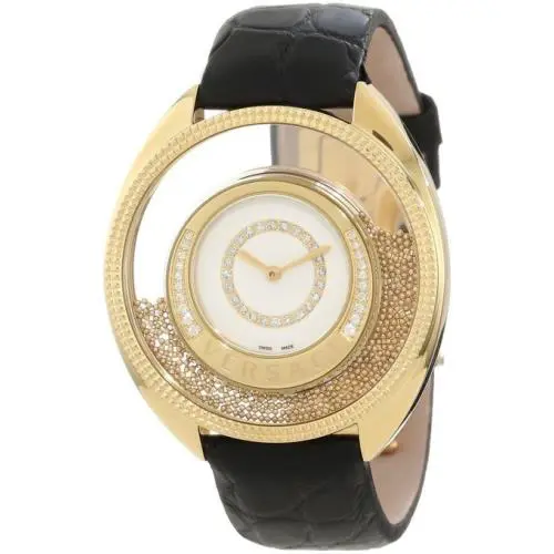 Versace Womens 86Q71SD498 S009 Destiny Spirit Gold IP Case Leather Diamond Watch