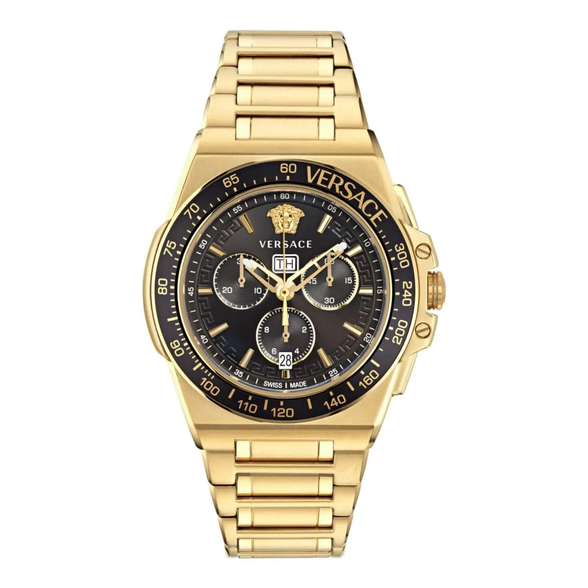 Versace Mens Gold 45mm Bracelet Fashion Watch