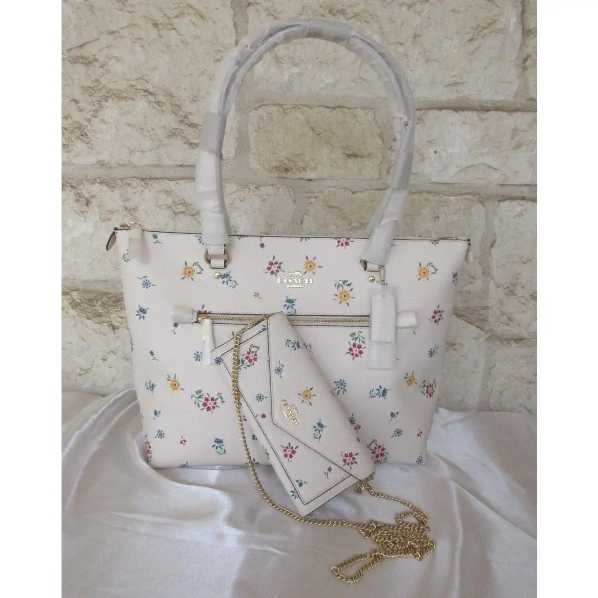 Choices: Gallery Tote Floral Tote+wallet 3 pc Set Accessories 4 Colors 2 X-body/Wallet+Gallery Tote SET Wildflower Chalk by Coach