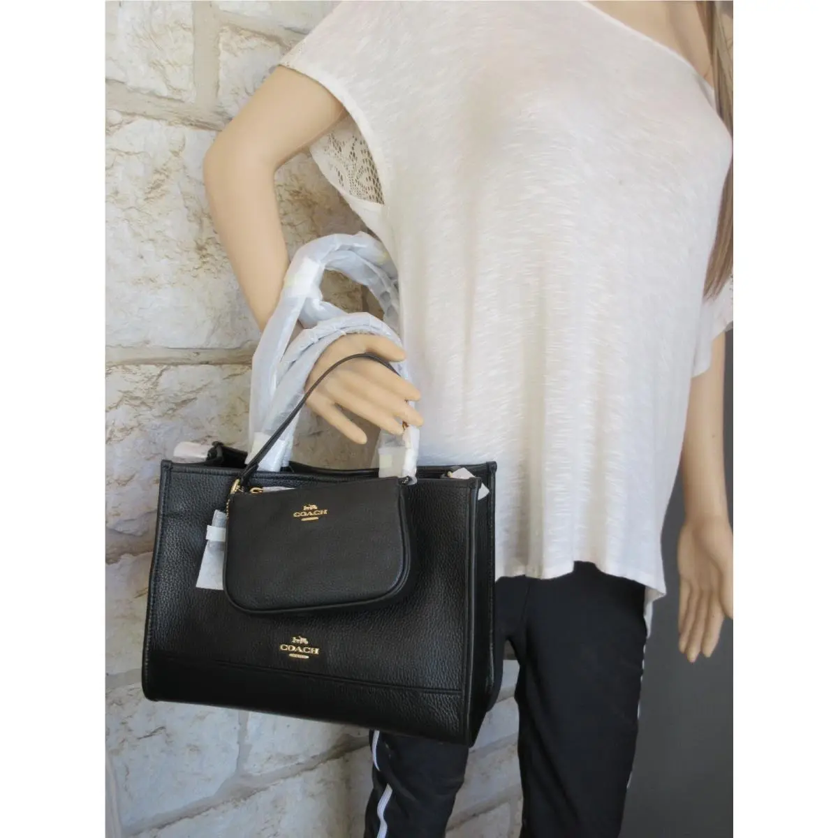 Dempsey Carryall Bag or Bag Wallet Set Options: Shoulder/crossbody/hand Carryall Black+Wrsitlet Solid Leather Set NO Patch by Coach