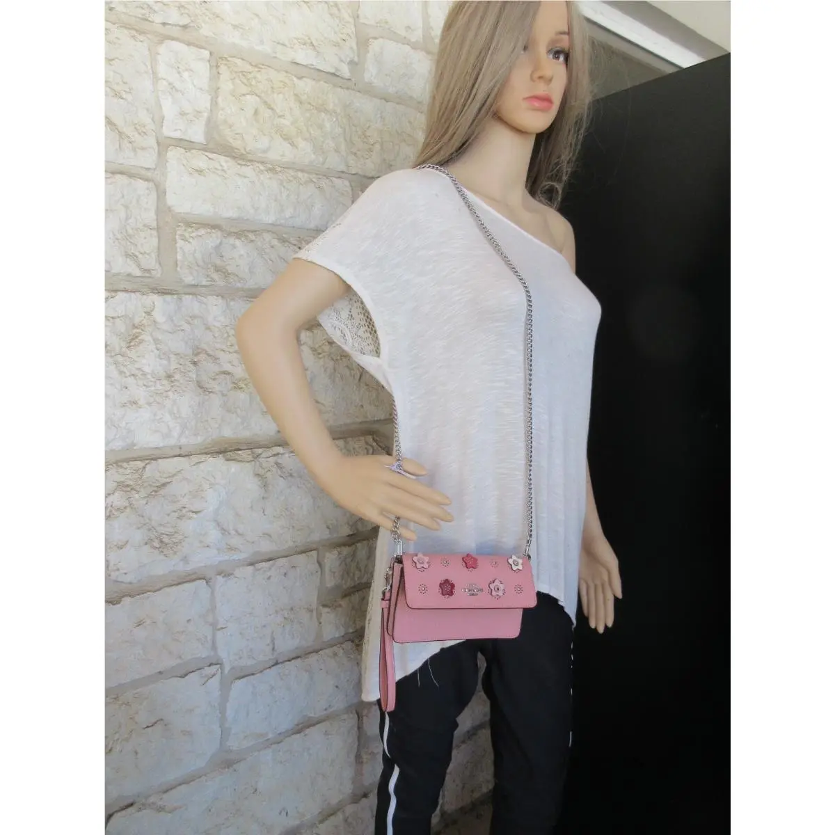 Coach Klare Floral Applique Rare SM Brown Leather Bag Set or Pink X-body XS