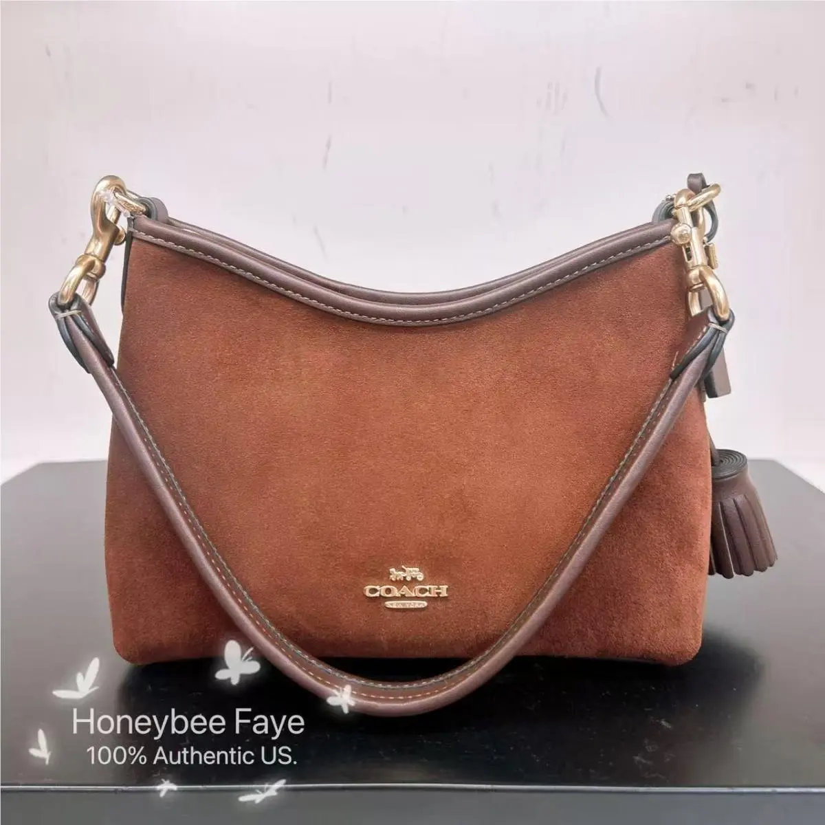 Coach Laurel Small Shoulder Bag with Floral/flower/tassels