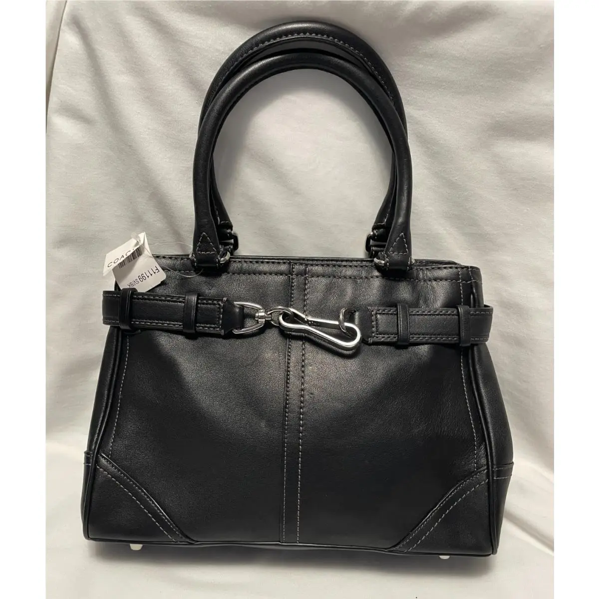 Coach Hampton Carryall Bag Double Handle Black Silver F11199