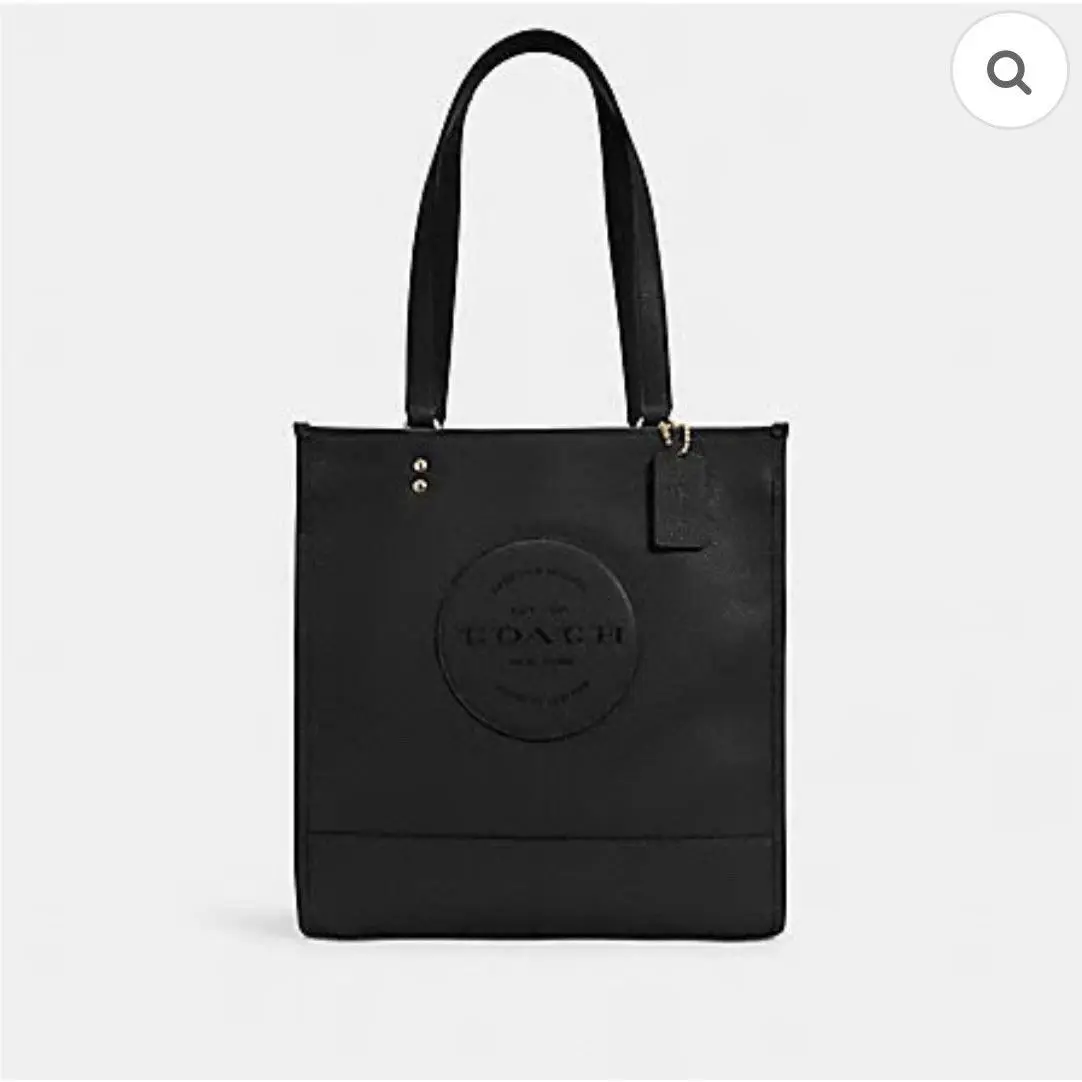 Coach C3078 Dempsey Tote with Logo Patch Black Pebbled Leather Large