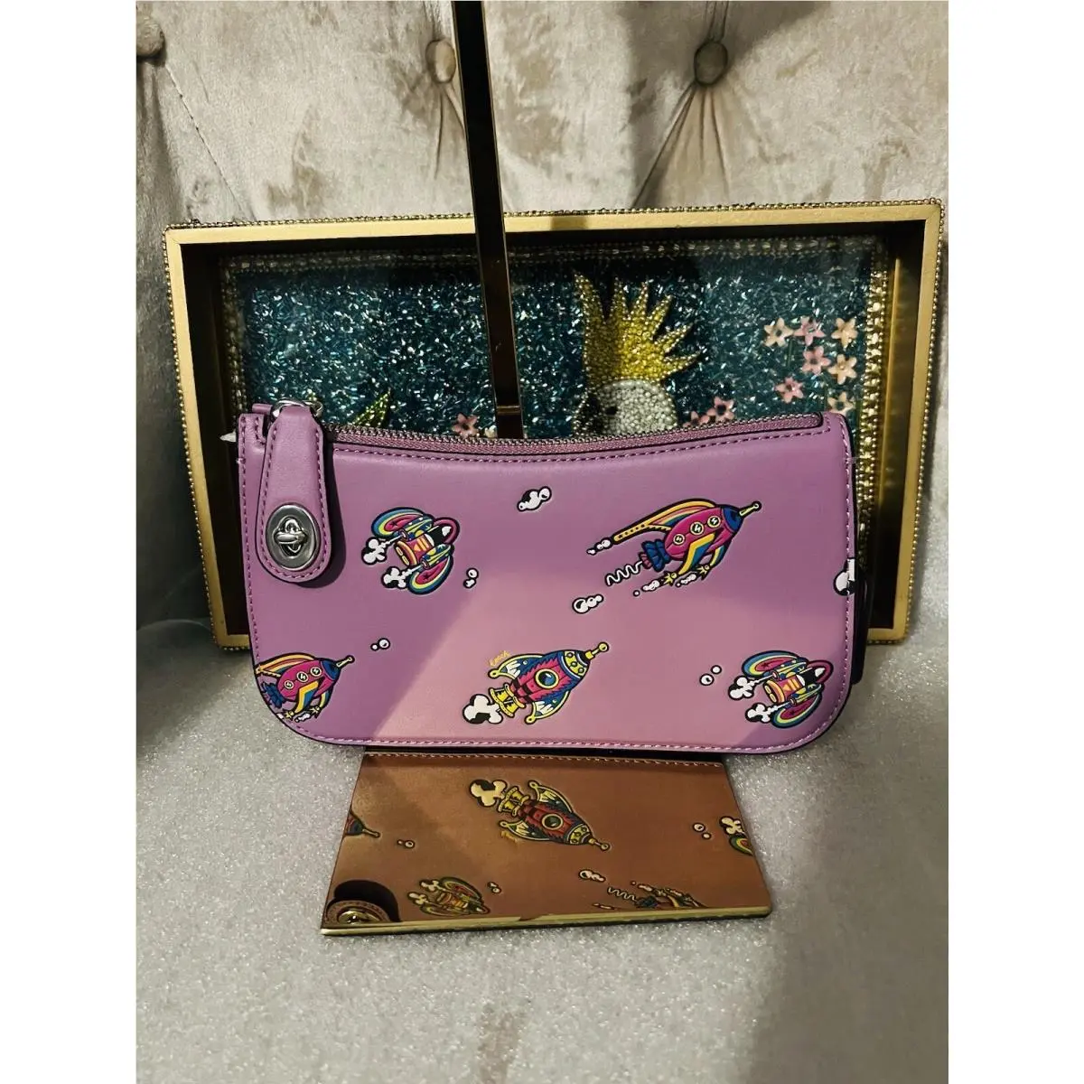 Coach Penn Cosmic Rocket Crossbody Bag Hobo Glovetanned Leather Handbag Purple